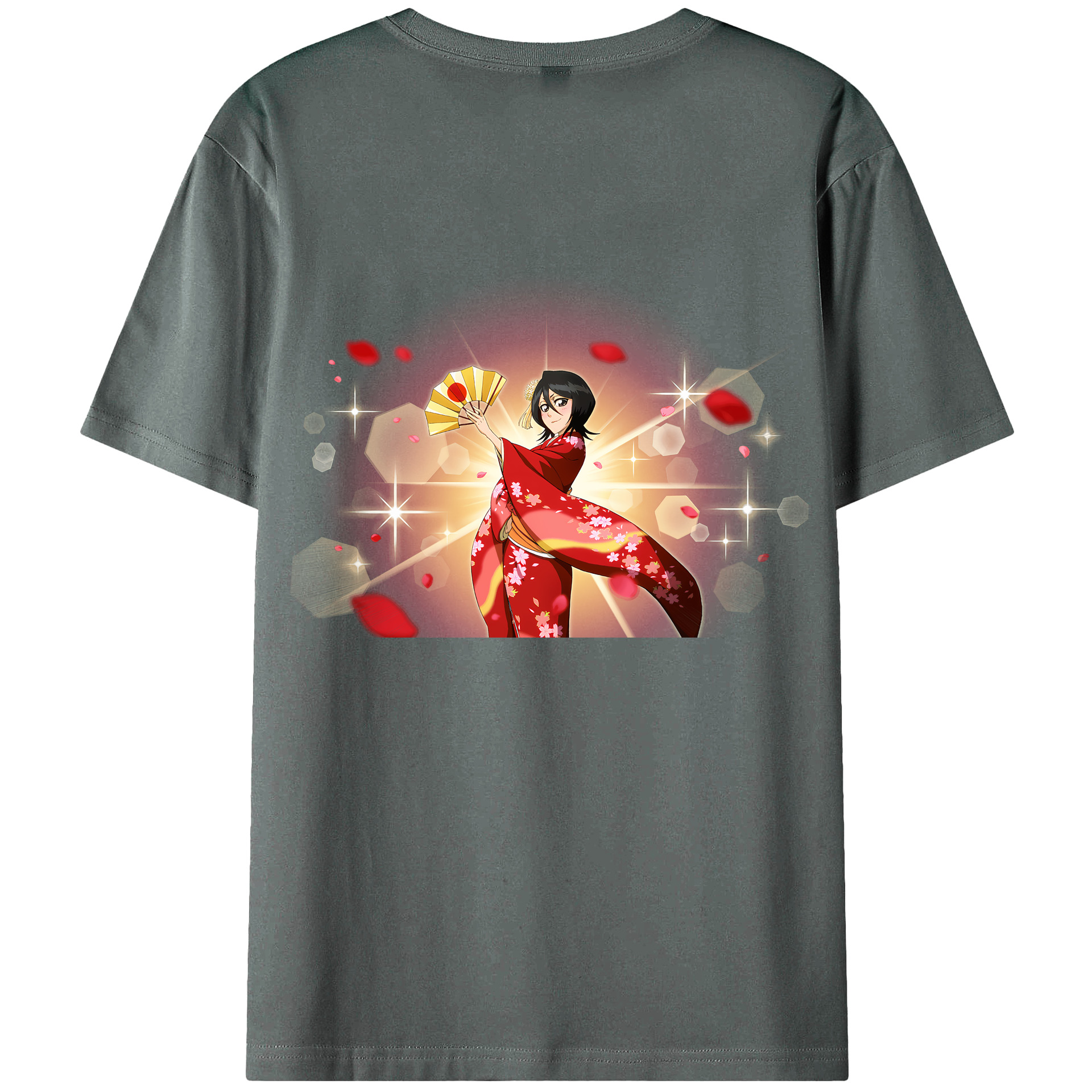 （画像用） ブリーチ 朽木ルキア BLEACH Kuchiki Rukia 綿100％ メンズ半袖Tシャツ（バックプリント） 通気性